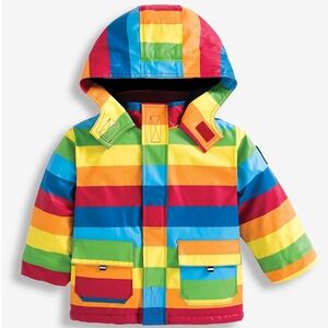 Jojo Maman Bebe Rainbow Striped Fleece Lined Rain Jacket Size 18-24 Months